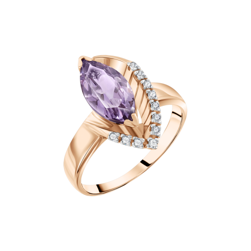 Women's ring with amethyst and zirconia 