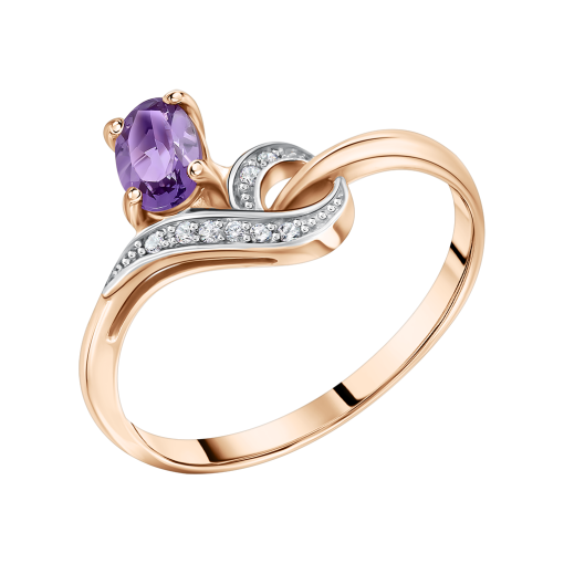 Damenring mit Amethyst und Zirkonia 