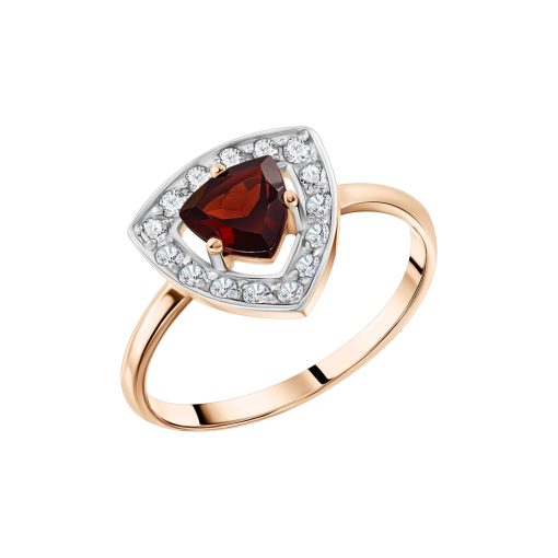 Women's ring with garnet and zirconia 