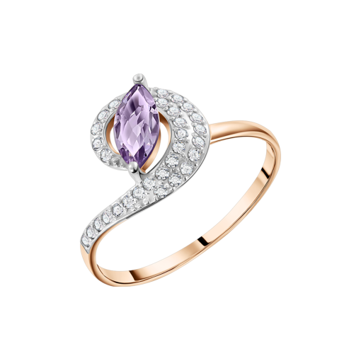 Women's ring with amethyst and zirconia 