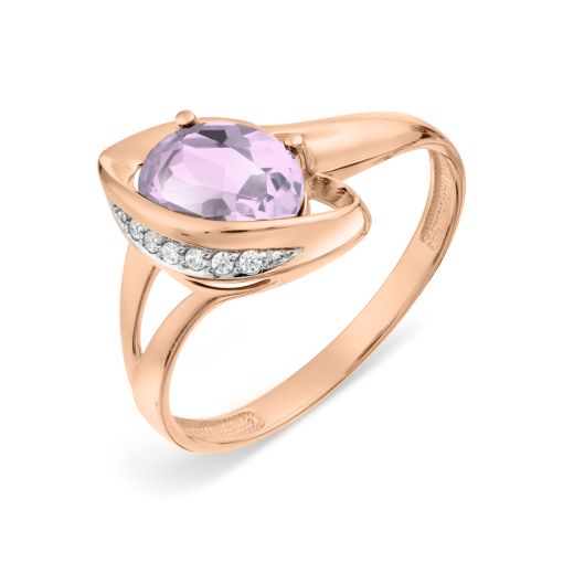 Damenring mit Zirkonia und Amethyst 