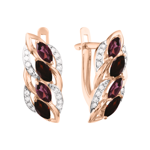 Earrings with garnets, rodolites and zirconia 