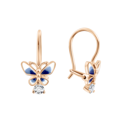 Серьги с эмалью и фианитом 