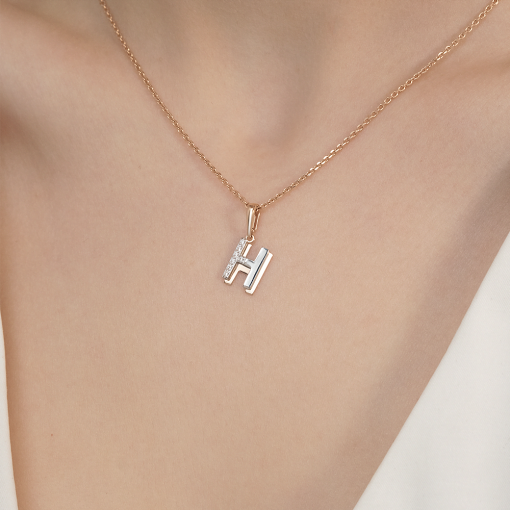 Buchstabenanhänger "H" mit Zirkonia 