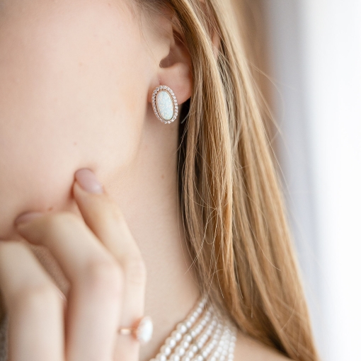 Ohrhänger mit Opal und Zirkonia 