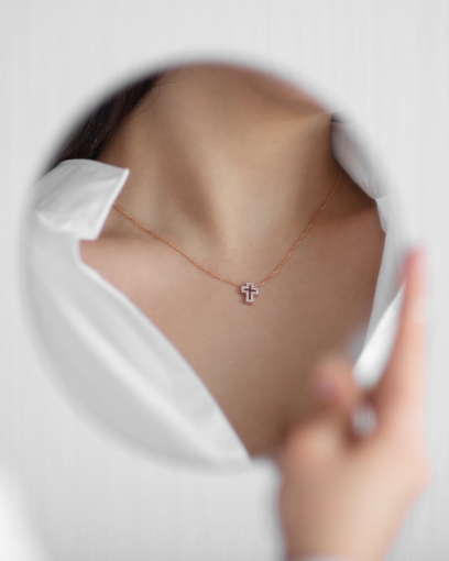 Goldkette mit Kreuz und Brillanten 