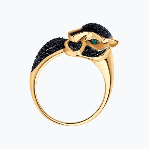 Women's ring with diamonds and emeralds 