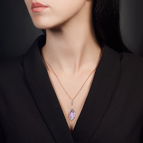 Pendant with zirconia and amethyst 