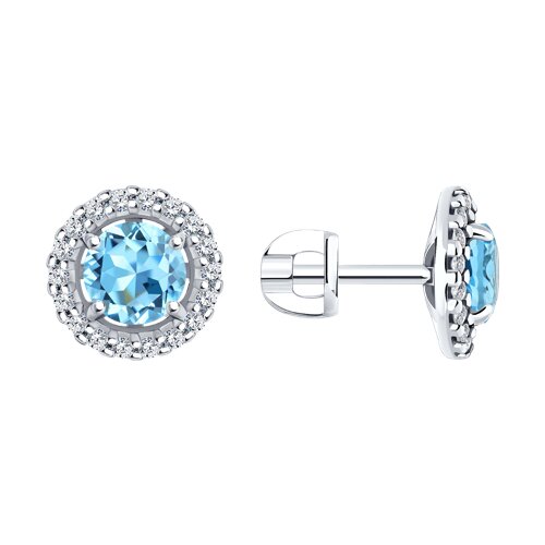 Stud earrings with topaz Swiss and zirconia 