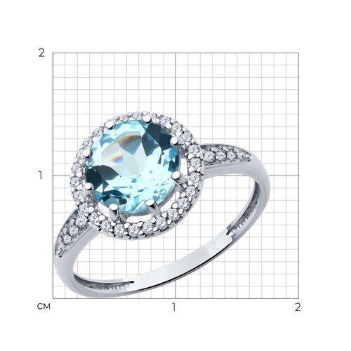Women’s ring with topaz Sky and zirconia 