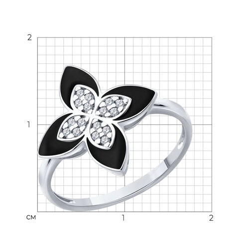 Women's ring with zirconia and enamel 