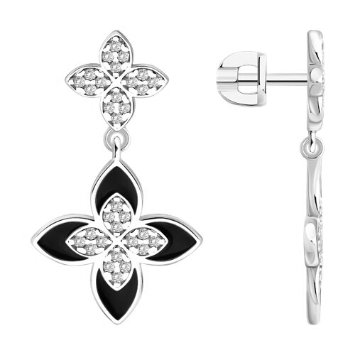 Stud earrings with zirconia and enamel 