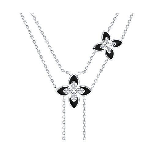 Necklace with zirconia and enamel 