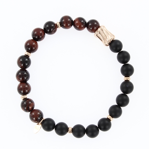 Armband mit schwarzen Jade Bianshi und Tigeraugen 