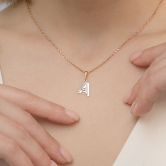 Pendant letter "A" with zirconia 