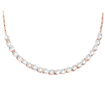 Collier oder als Armband mit Perlen und Zirkonia 50 cm ca. 34,2 gr.