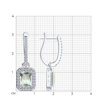 Earrings with prasiolite and zirconia 