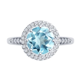 Women’s ring with topaz Sky and zirconia 