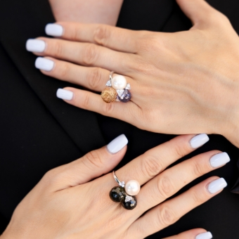 Damenring mit Perle und Zirkonia 