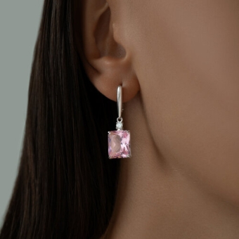 Earrings with sitall and zirconia 