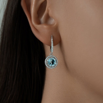 Earrings with topaz Sky and zirconia 