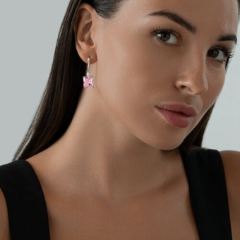 Earrings with sitall and zirconia 