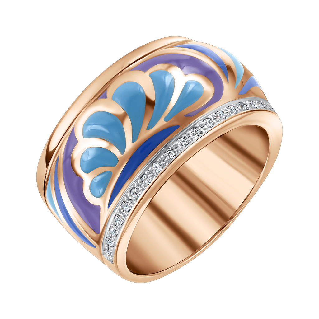 Damenring mit Brillanten  und Emaille, Gold 585 
