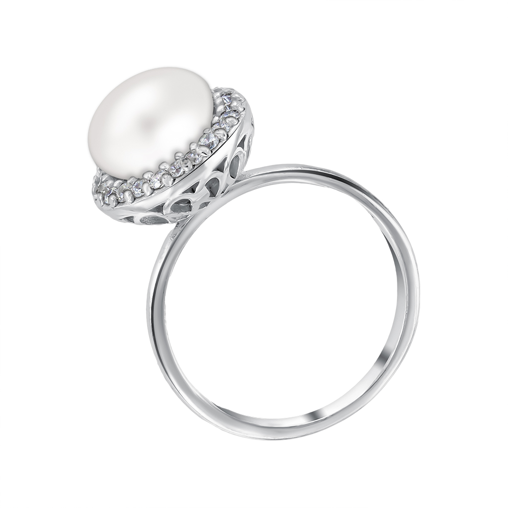 Damenring mit Perle und Zirkonia 