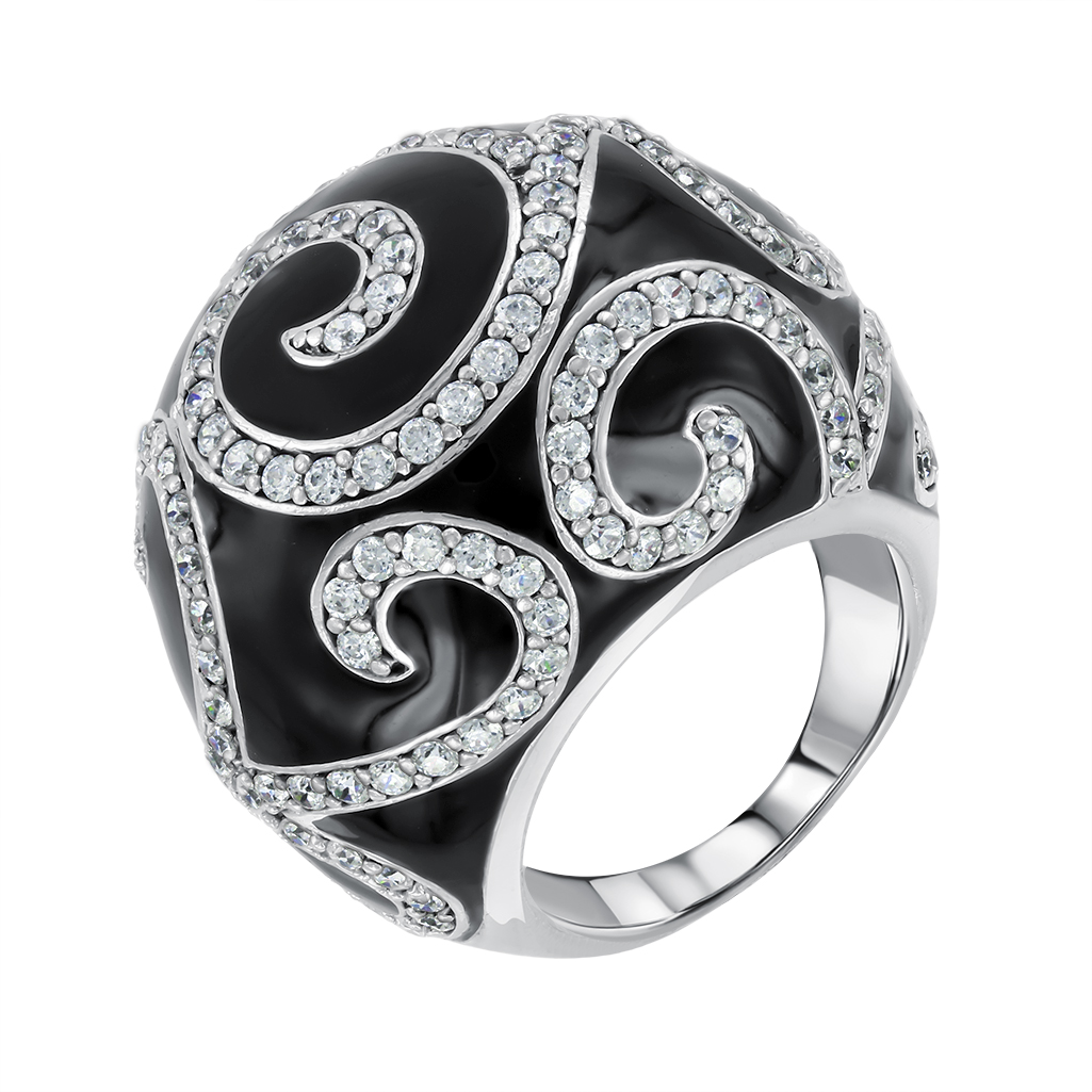 Damenring mit Onyx und Zirkonia 