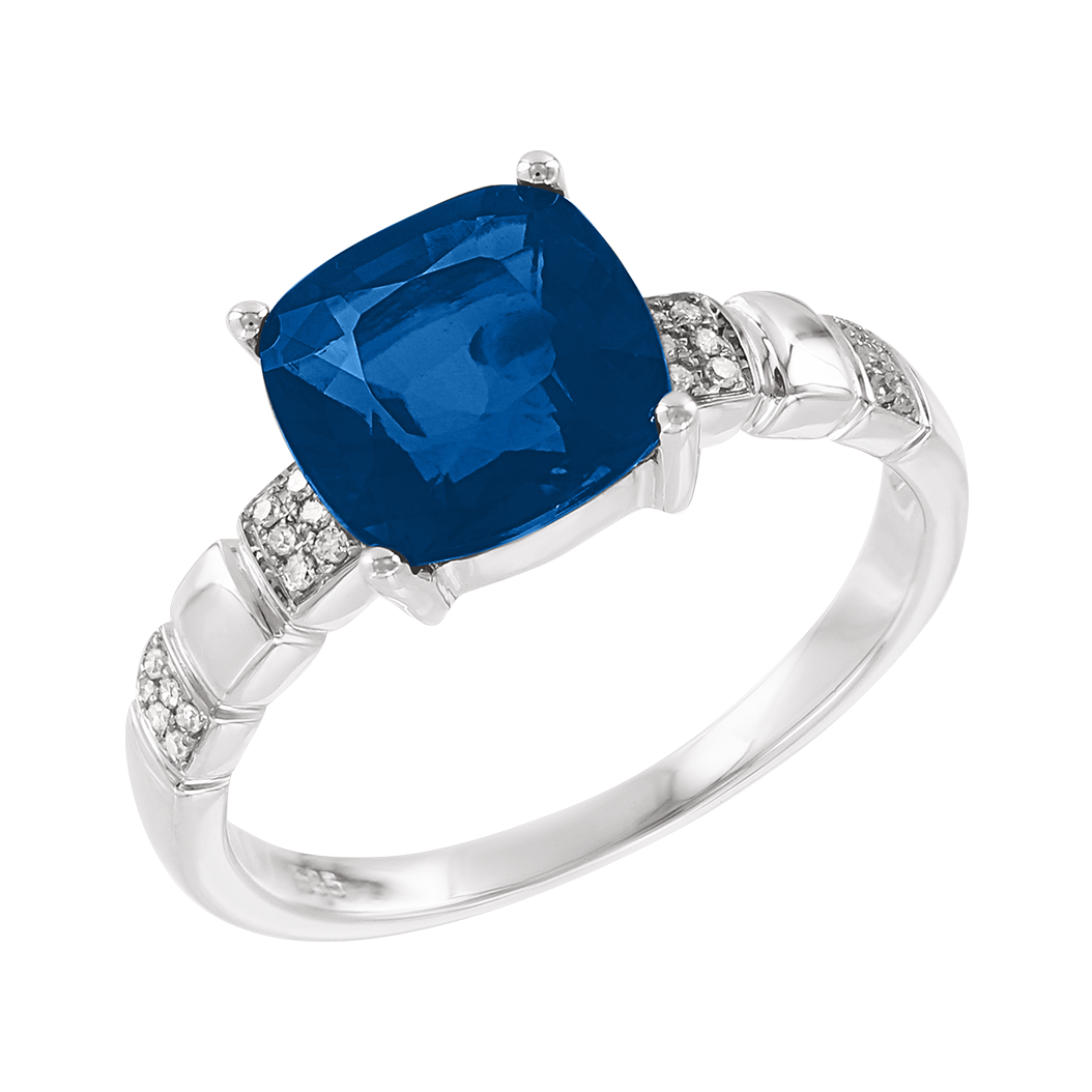 Damenring mit Brillanten und London Blue Topas 