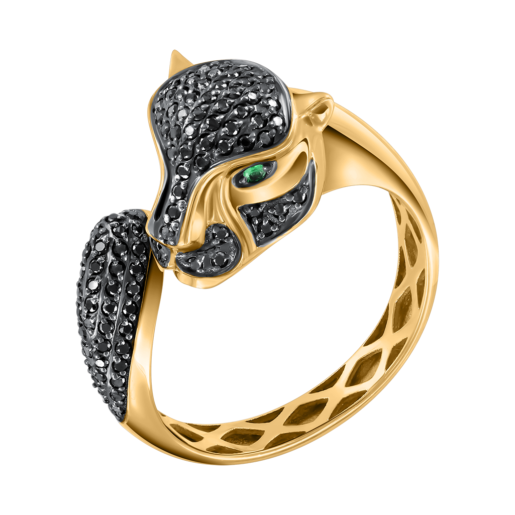 Women's ring with diamonds and emeralds 