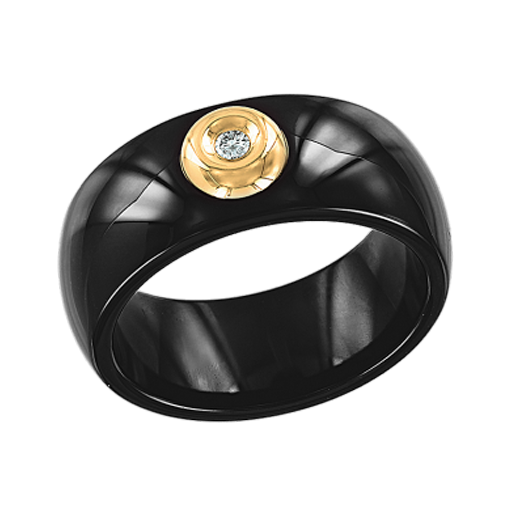 Women's ring with diamond and black ceramic 