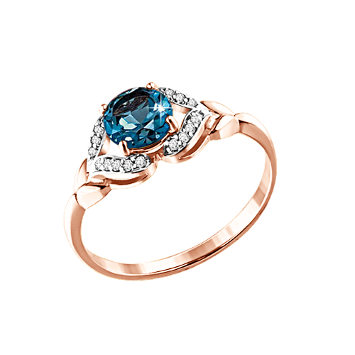 Damenring mit London Blue Topas und Zirkonia 