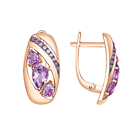 Earrings with amethyst and zirconia 