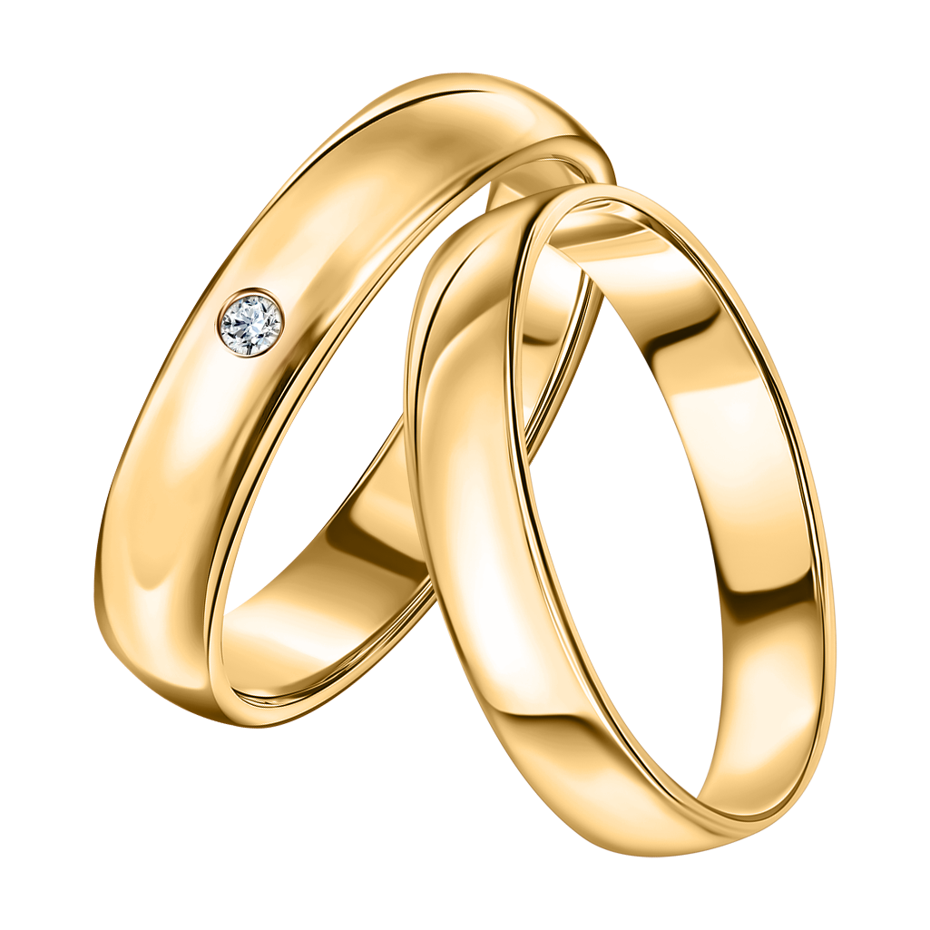 Trauringe Gelbgold mit Brillant 