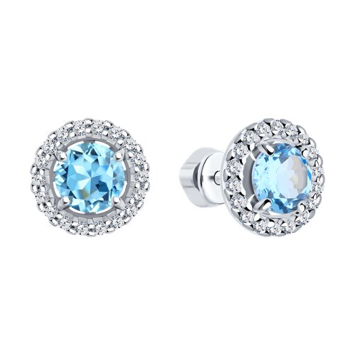 Stud earrings with topaz Swiss and zirconia 