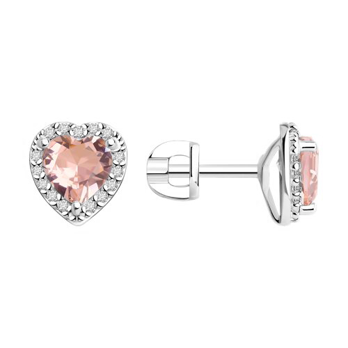 Stud earrings with sitall and zirconia 