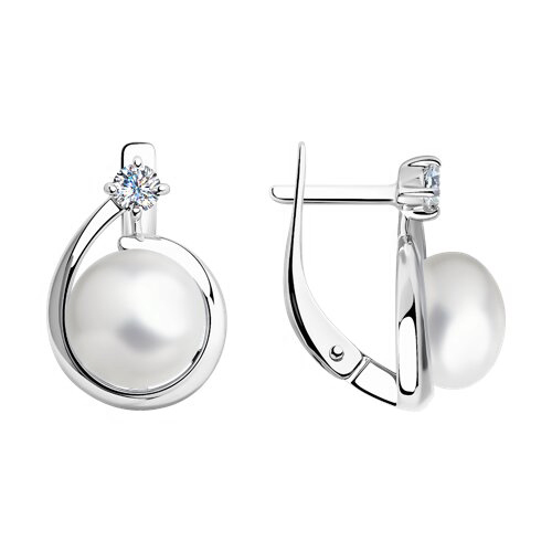 Earrings with pearl and zirconia 