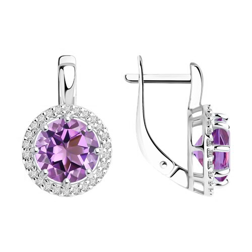 Earrings with amethyst and zirconia 