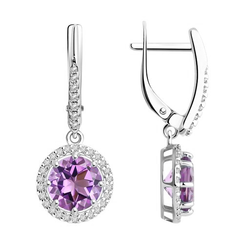 Earrings with amethyst and zirconia 