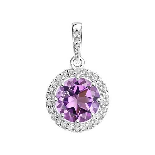 Pendant with amethyst and zirconia 