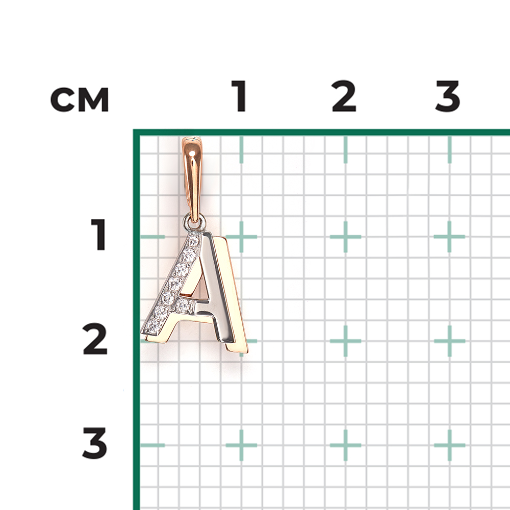 Pendant letter "A" with zirconia 