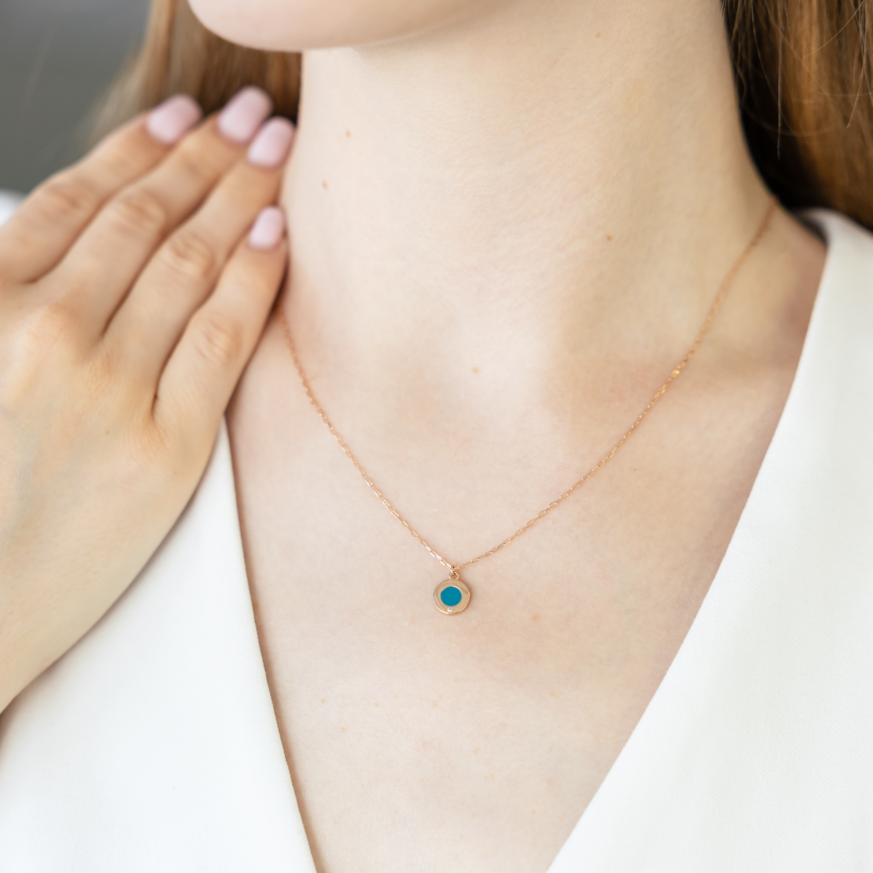 Collier mit Zirkonia und Emaille 