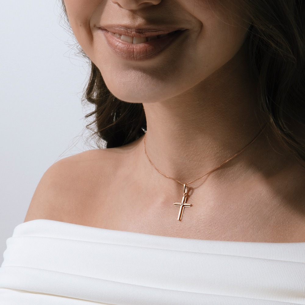 Anhänger – Kreuz mit Zirkonia 
