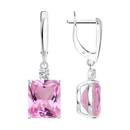 Earrings with sitall and zirconia 