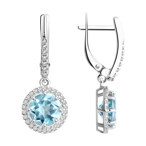 Earrings with topaz Sky and zirconia 