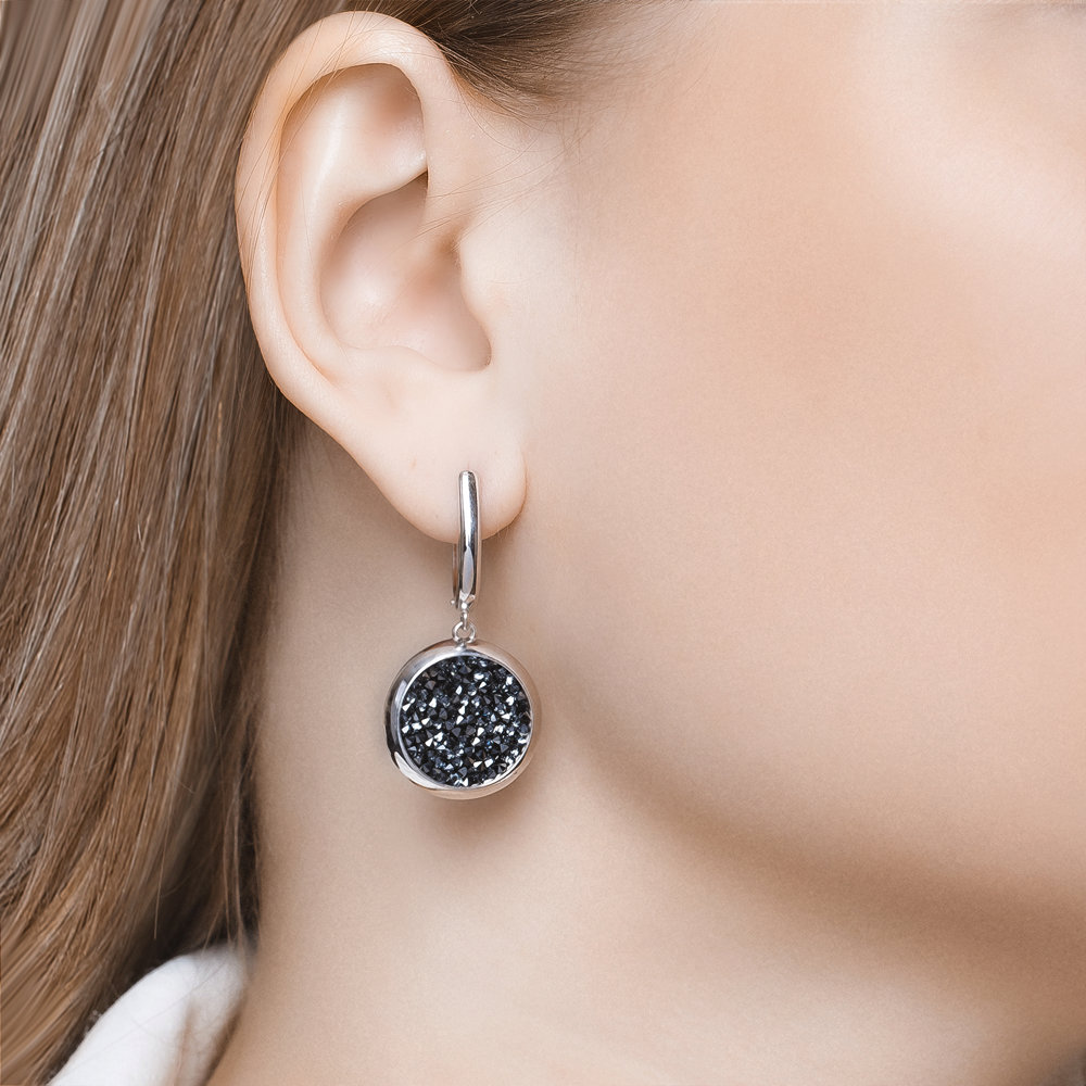 Ohrhänger mit schwarzen Kristallen Swarovski 