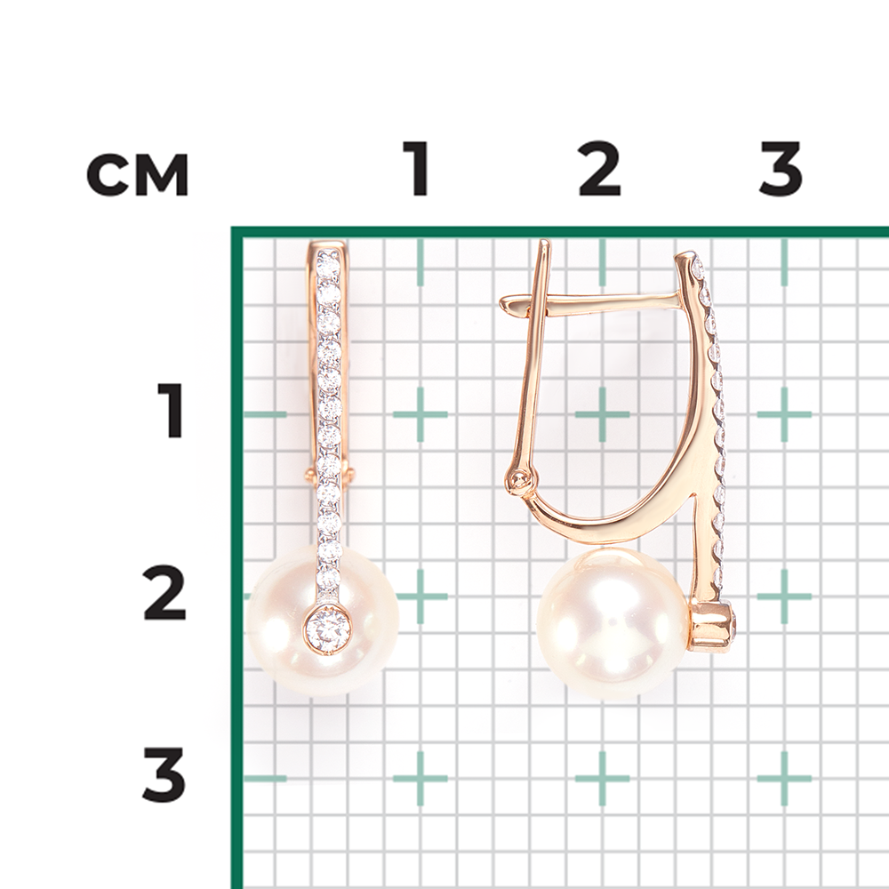 Earrings with pearl and zirconia 