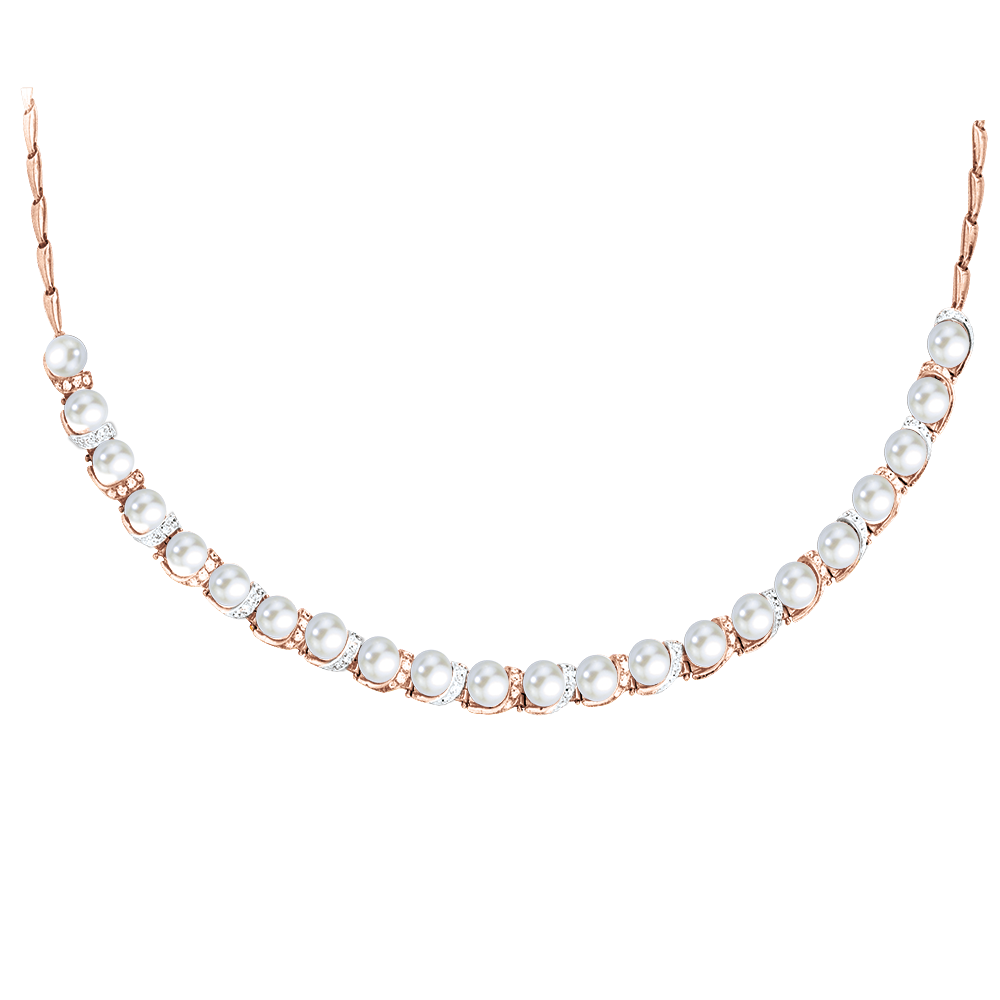 Collier oder als Armband mit Perlen und Zirkonia 