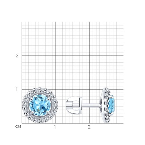 Stud earrings with topaz Swiss and zirconia 